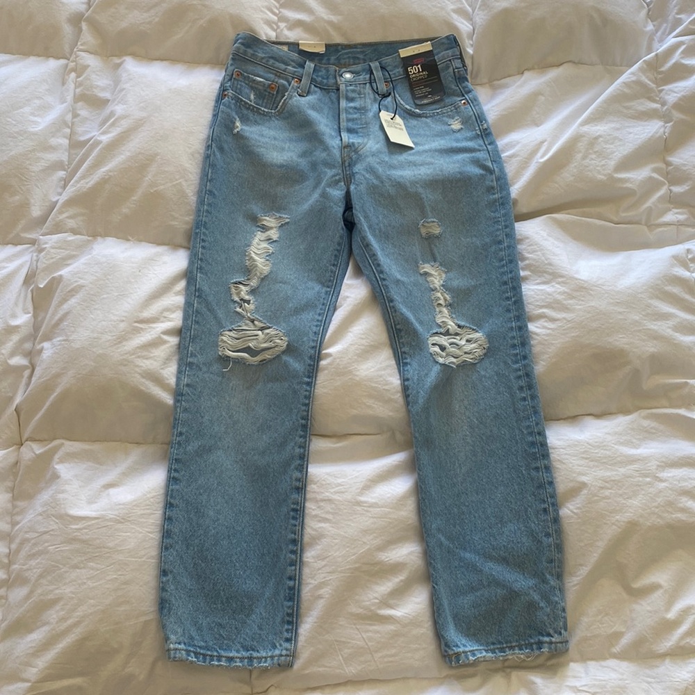 Womens Levi’s 501 original cropped denim jeans NEW